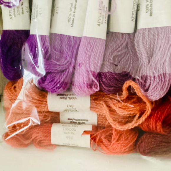 Appleton Yarn of London Wool Needlepoint Tapestry Thread Lot of 16 Purple Orange - Picture 5 of 11